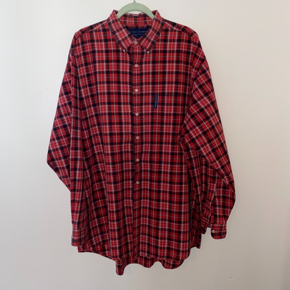 Abercrombie and Fitch The big shirt red black button down long sleeve shirt XL